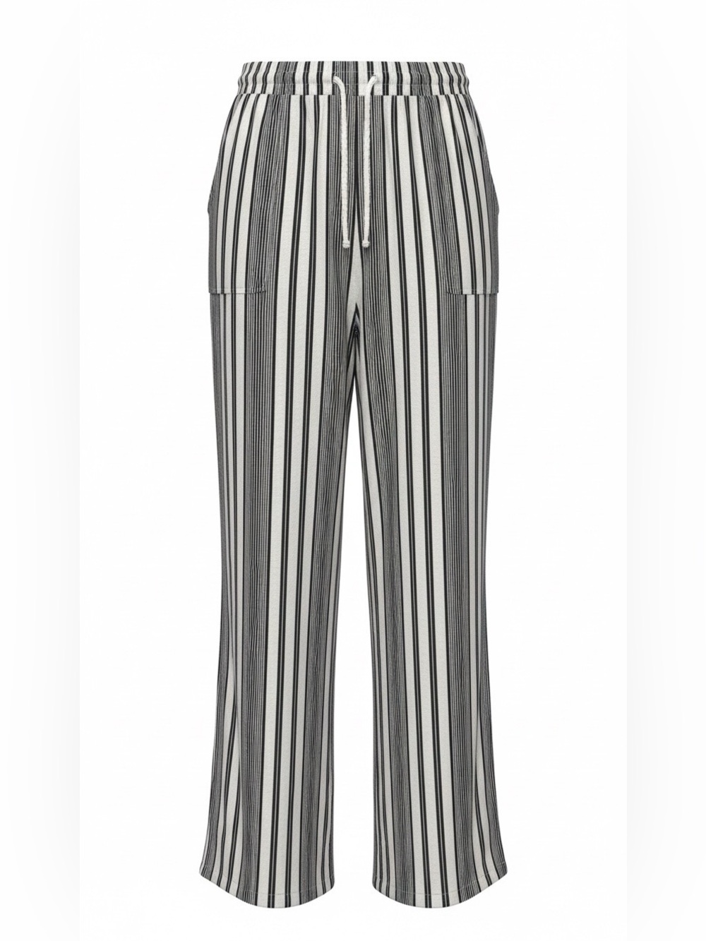 HG Black & White Striped Linen Blend Casual Pants